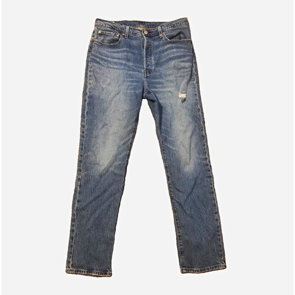 Levi's Premium 501 Big “E” 33x32 Men's Blue Medium Wash Distressed Denim Jeans